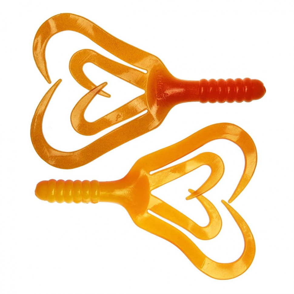 Твистер Helios Credo Four Tail 2,35"/6,0 см, цвет Orange & Yellow 10 шт HS-20-015 , 
